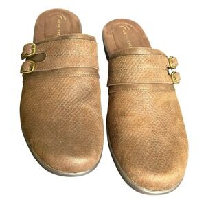 Wear Ever Daydream Faux Suede Wedge Heeled Slip On Mules Women's Size 8.5M Brown